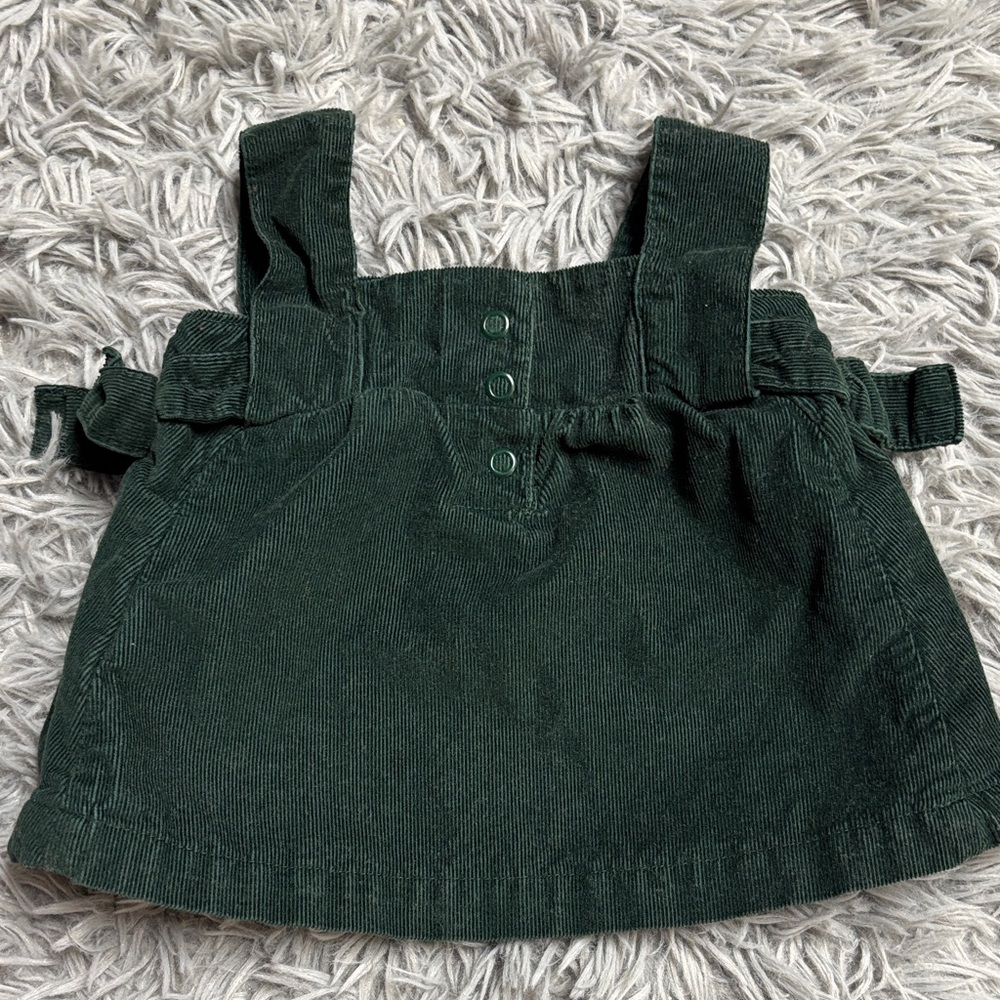 Dark Green Corduroy Pinafore Dress with Floral Onesie - Picture 7 of 16